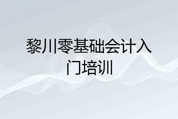 黎川零基础会计入门培训