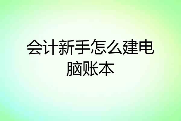 会计新手怎么建电脑账本