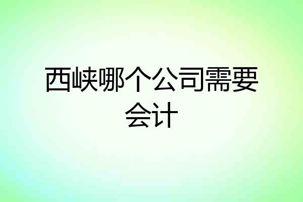 西峡哪个公司需要会计