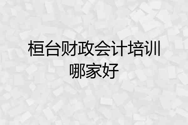 桓台财政会计培训哪家好