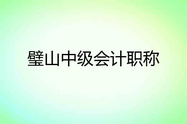 璧山中级会计职称