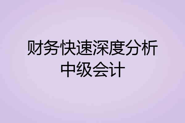 财务快速深度分析中级会计
