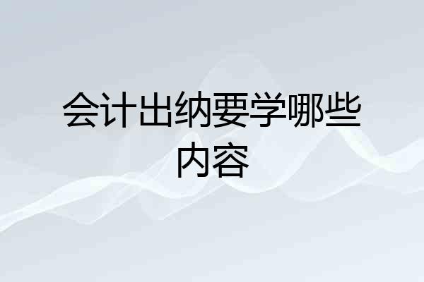 会计出纳要学哪些内容