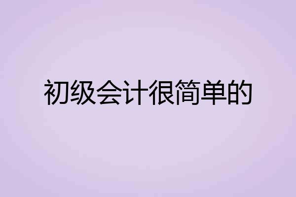 初级会计很简单的