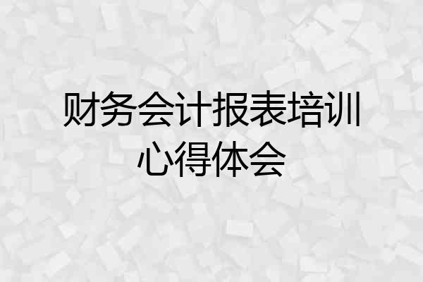 财务会计报表培训心得体会