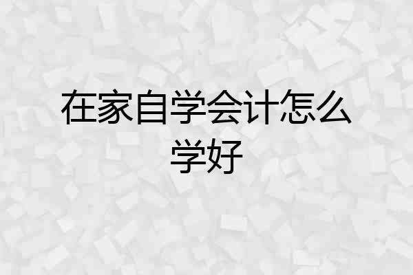 在家自学会计怎么学好