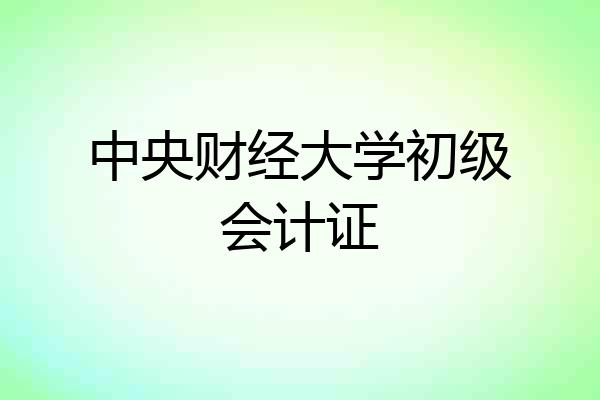 中央财经大学初级会计证