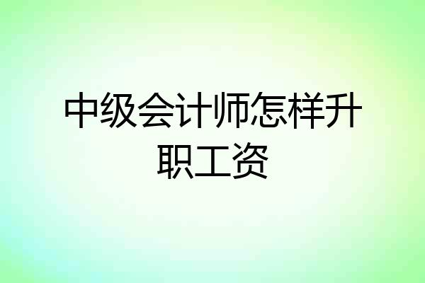 中级会计师怎样升职工资