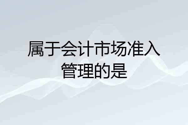 属于会计市场准入管理的是
