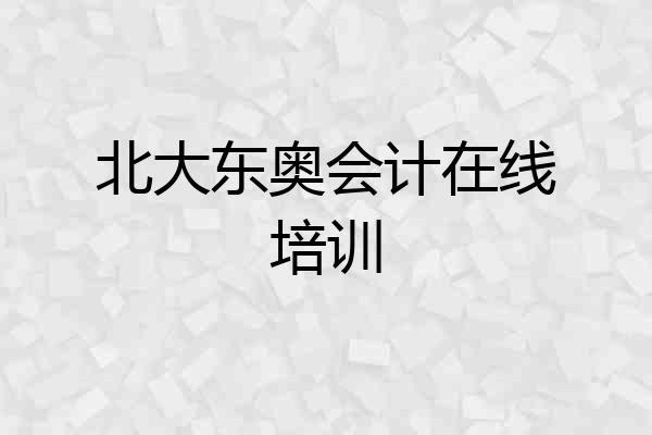 北大东奥会计在线培训