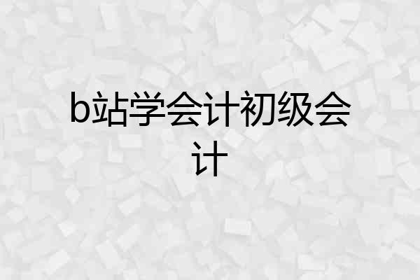 b站学会计初级会计