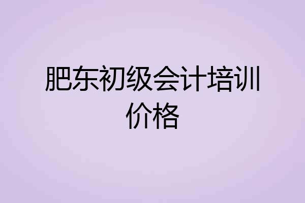 肥东初级会计培训价格