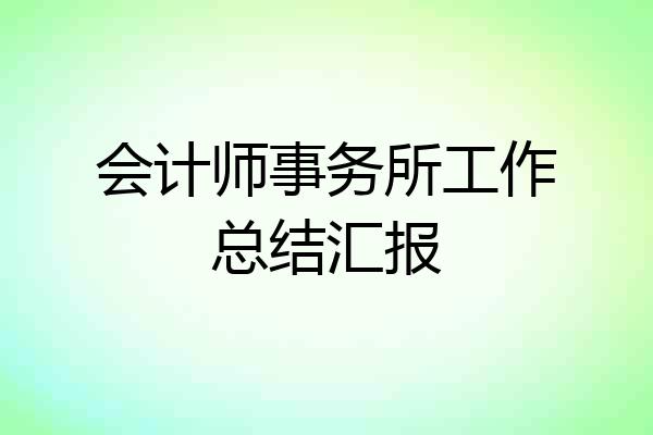 会计师事务所工作总结汇报