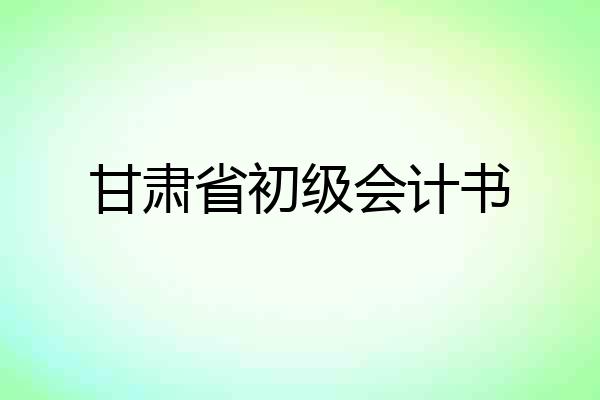 甘肃省初级会计书