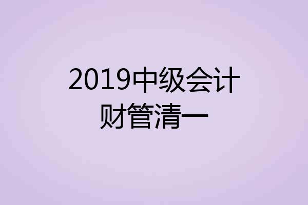 2019中级会计财管清一