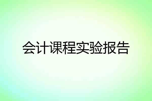 会计课程实验报告