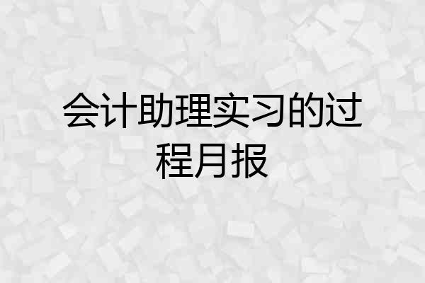 会计助理实习的过程月报