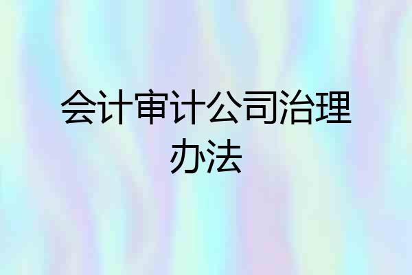 会计审计公司治理办法