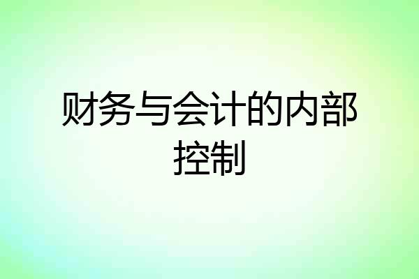 财务与会计的内部控制
