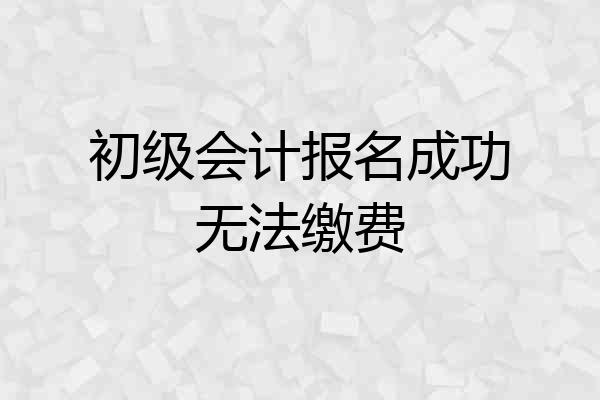初级会计报名成功无法缴费