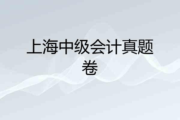 上海中级会计真题卷