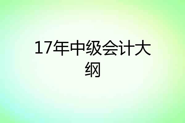 17年中级会计大纲