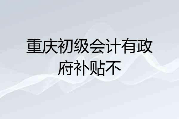 重庆初级会计有政府补贴不