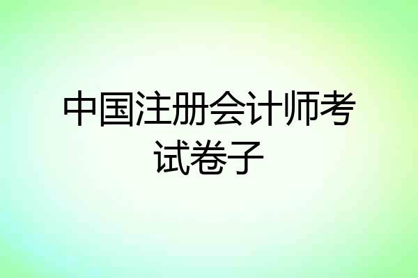 中国注册会计师考试卷子