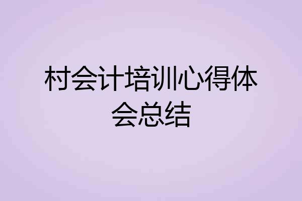 村会计培训心得体会总结