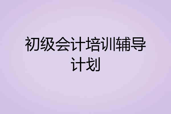 初级会计培训辅导计划