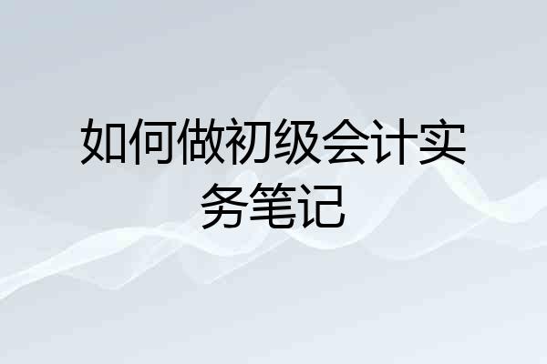 如何做初级会计实务笔记