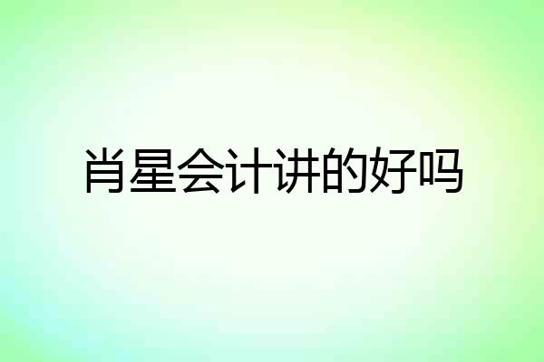 肖星会计讲的好吗