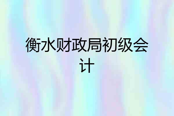 衡水财政局初级会计