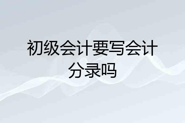 初级会计要写会计分录吗
