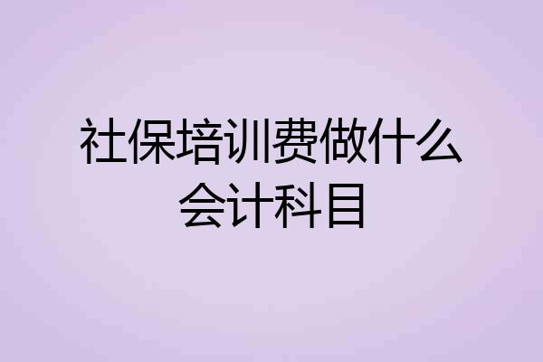 社保培训费做什么会计科目