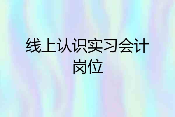 线上认识实习会计岗位