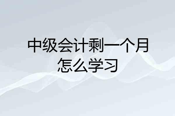 中级会计剩一个月怎么学习