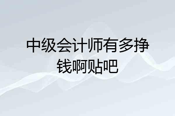 中级会计师有多挣钱啊贴吧