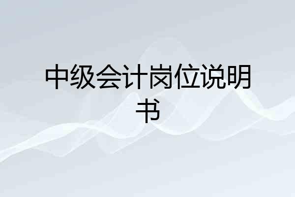 中级会计岗位说明书