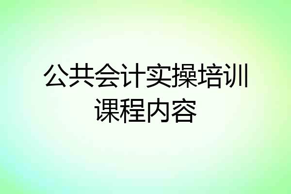 公共会计实操培训课程内容