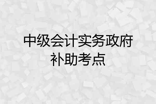 中级会计实务政府补助考点