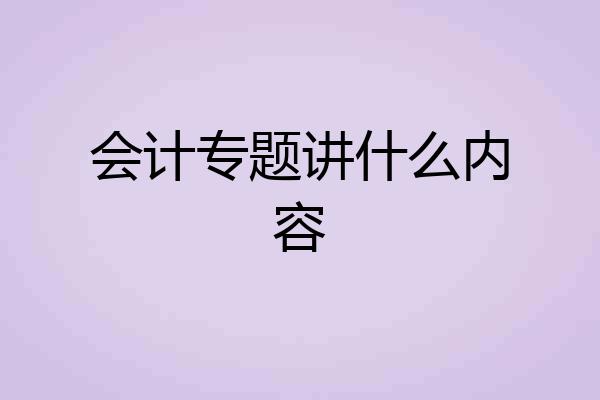 会计专题讲什么内容