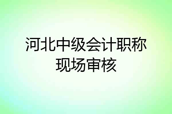 河北中级会计职称现场审核