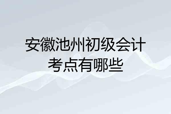 安徽池州初级会计考点有哪些
