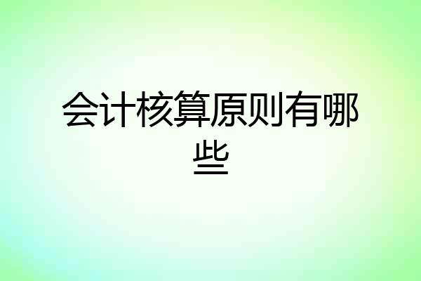 会计核算原则有哪些