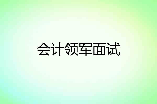 会计领军面试
