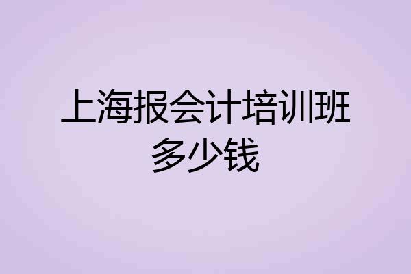 上海报会计培训班多少钱