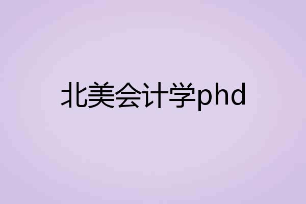 北美会计学phd