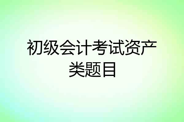 初级会计考试资产类题目