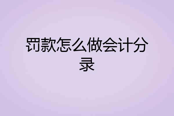 罚款怎么做会计分录
